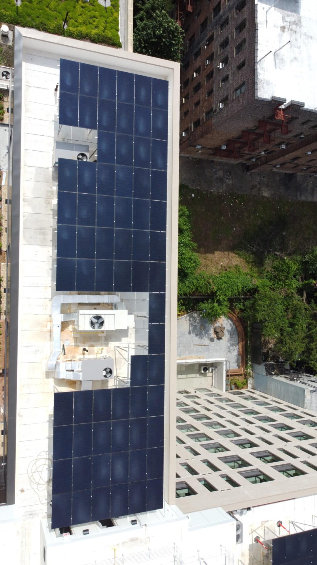 Solar panels on flat roof