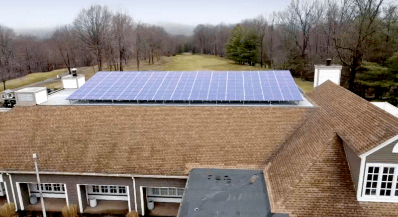 solar panels on brown roof